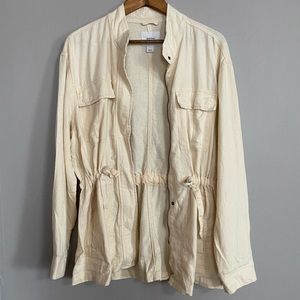 Large Old Navy Cream Linen Utility Jacket